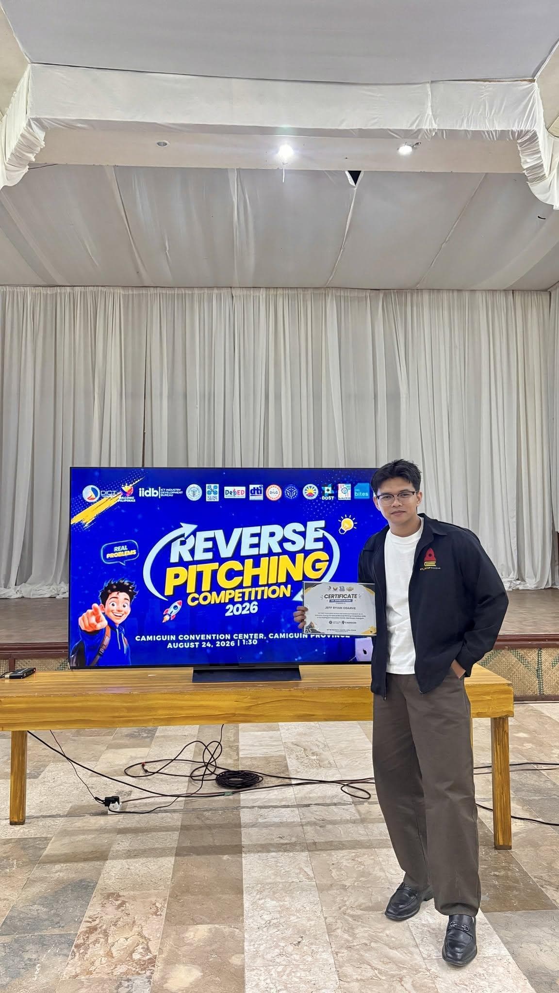 Jeff Ryian Odarve Represents Serial Disruptors as Judge at DICT X Annual Reverse Pitching Competition – Camiguin